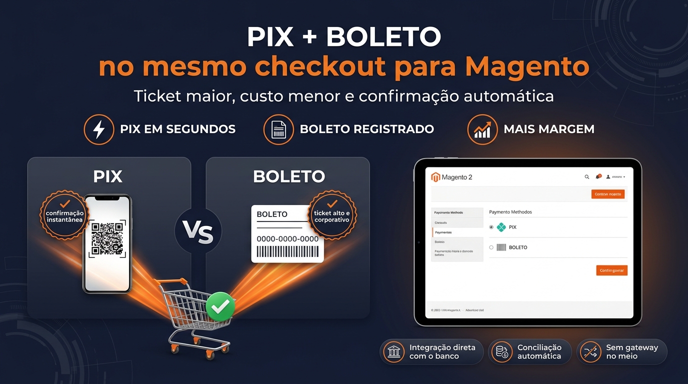 PIX e Boleto no Mesmo Checkout: Por Que Oferecer os Dois no Seu Magento 2