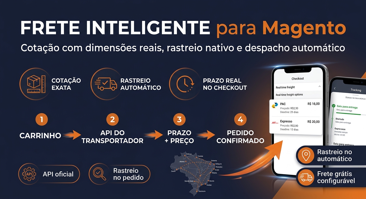 Frete para Magento 2: Guia da Integração Direta com Correios e J&T Express